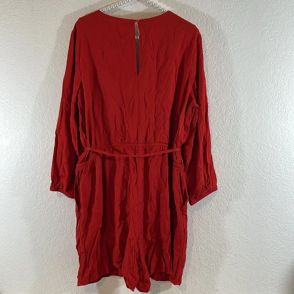 OLD NAVY Black Long Sleeve Embroidered V-neck Romper With Pockets Deep Rose XL - Picture 4 of 9